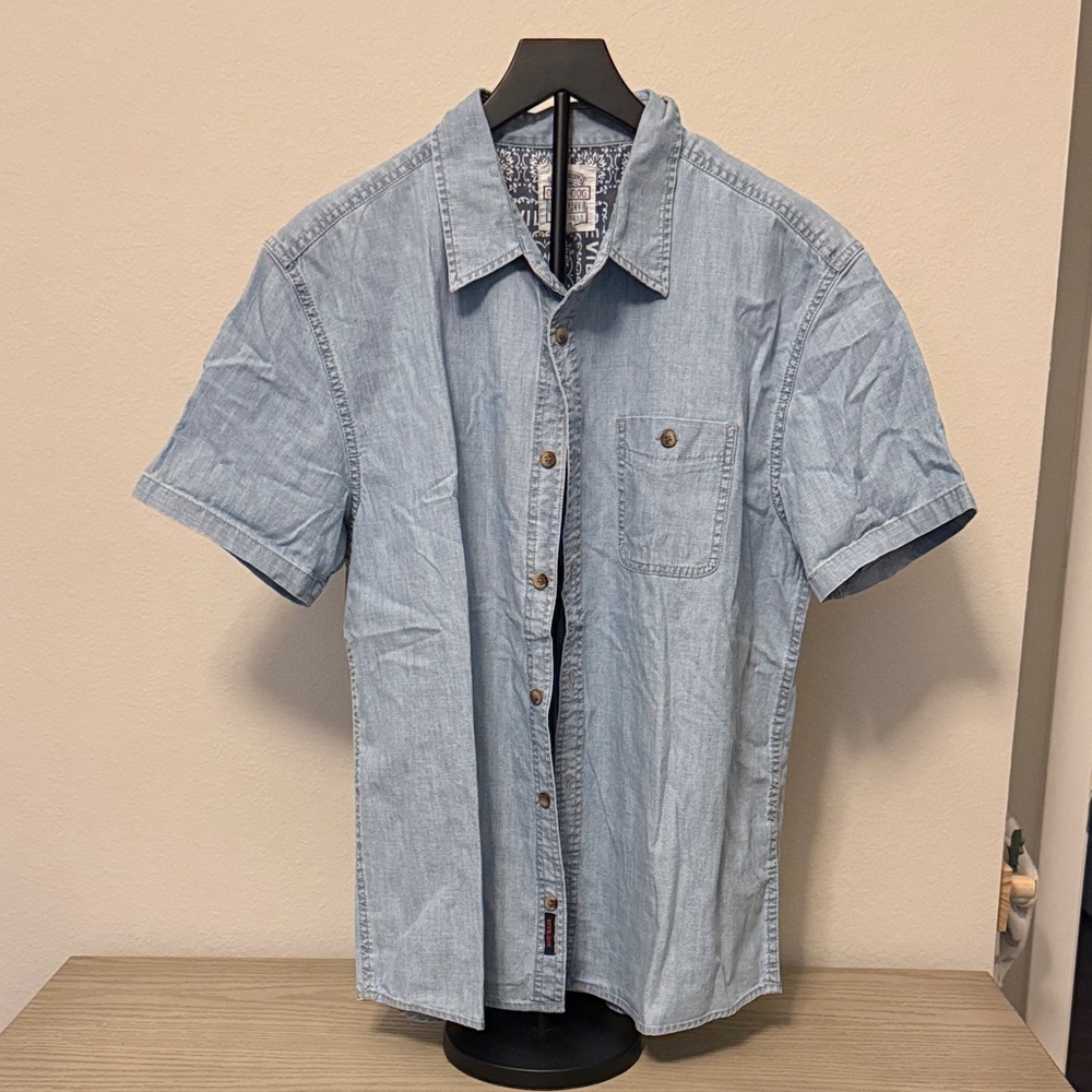 Men's Light Blue Denim Casual Button-Down Shirt
